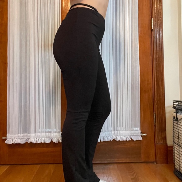 EDIKTED Black Flare Pants with Straps - Picture 4 of 7